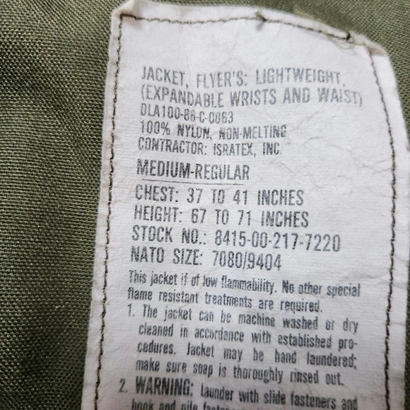 VINTAGE USA Lightweight Flyers Flight Jacket SZ M R (Expandable Wrist & Waist) - Picture 5 of 8